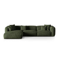 ECKSOFA modular links Martina aus Samt grün 3 Sitzplätze - Grün, Textil (176/332cm) - Micadoni