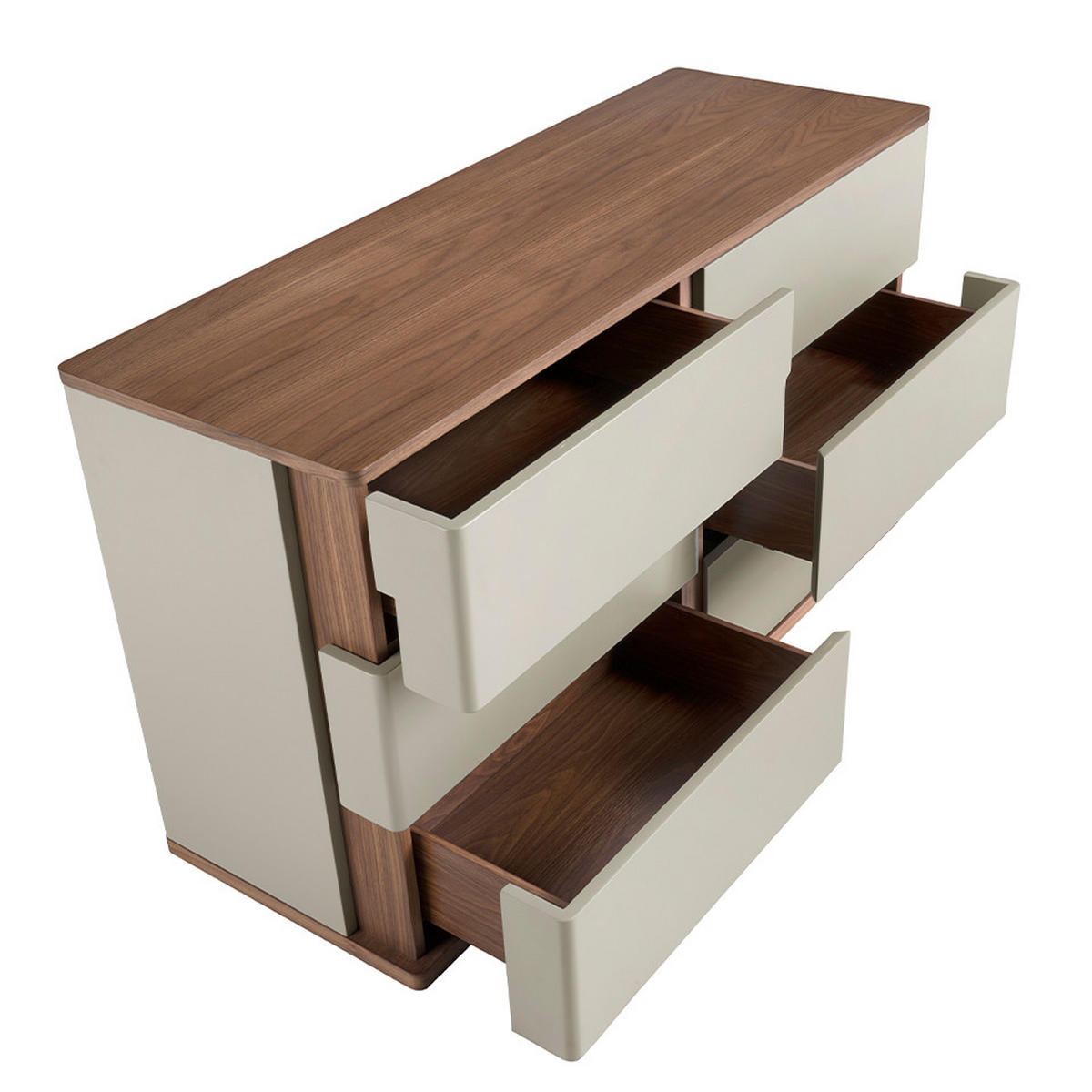 KOMMODE Rechteckig Grau Walnuss 135/48/76 cm - Walnussfarben/Grau, Holz (135/76/48cm) - ANGEL CERDA