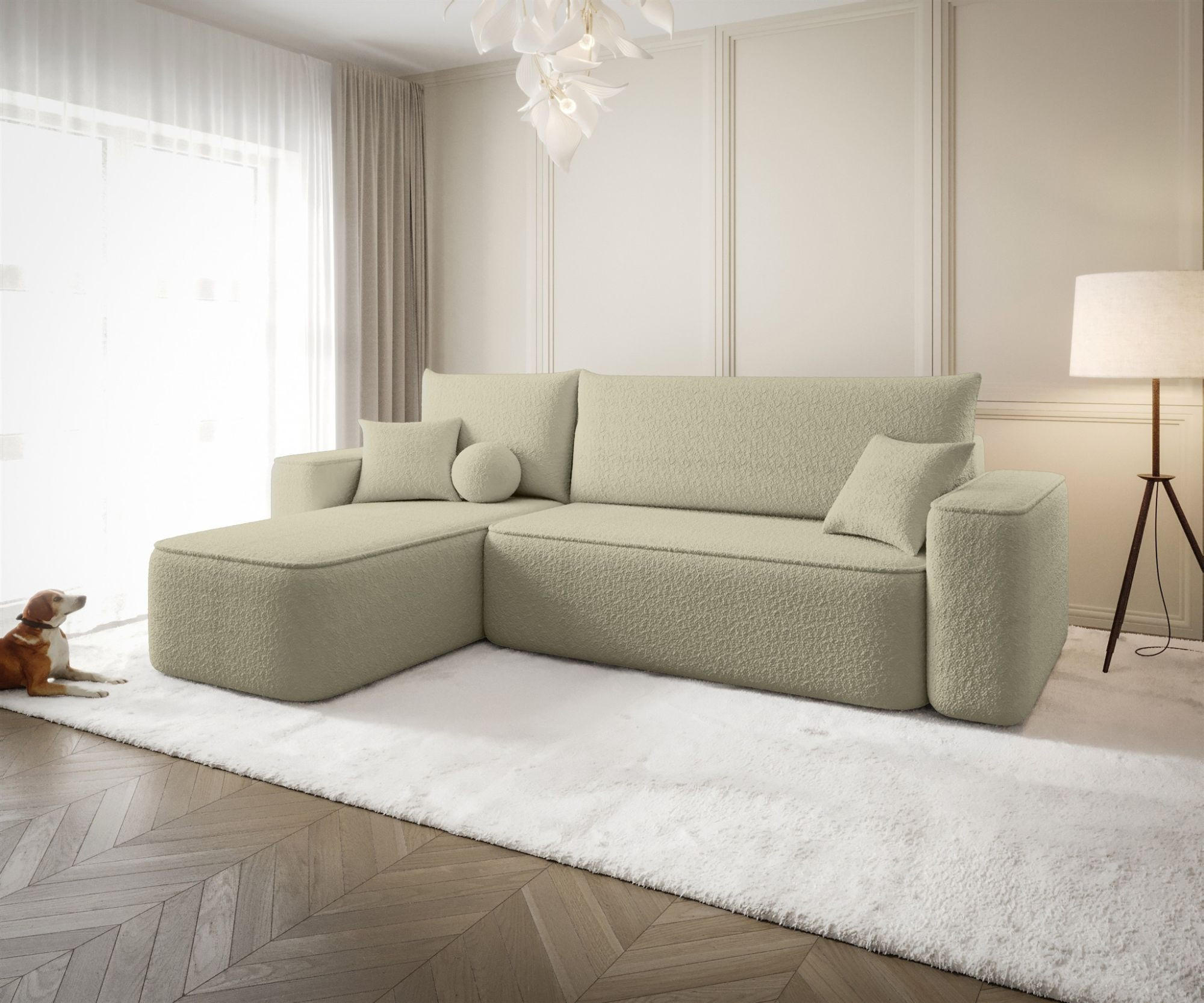 ECKSOFA Agepo Stoff Quelle - Hellbraun, Holzwerkstoff/Textil (250/150cm) - Fun Möbel