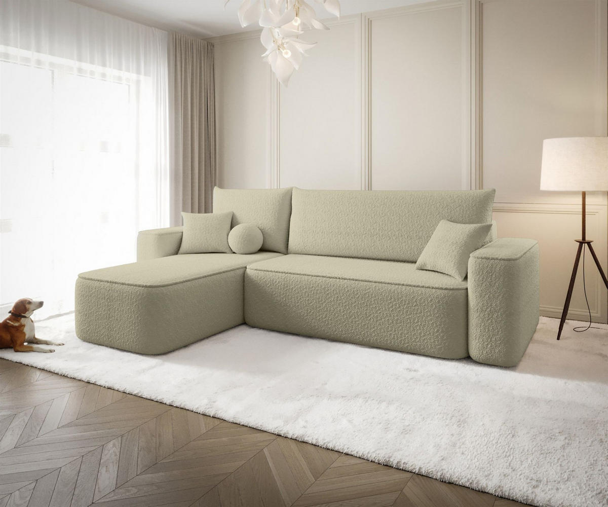 ECKSOFA Agepo Stoff Quelle - Hellbraun, Holzwerkstoff/Textil (250/150cm) - Fun Möbel