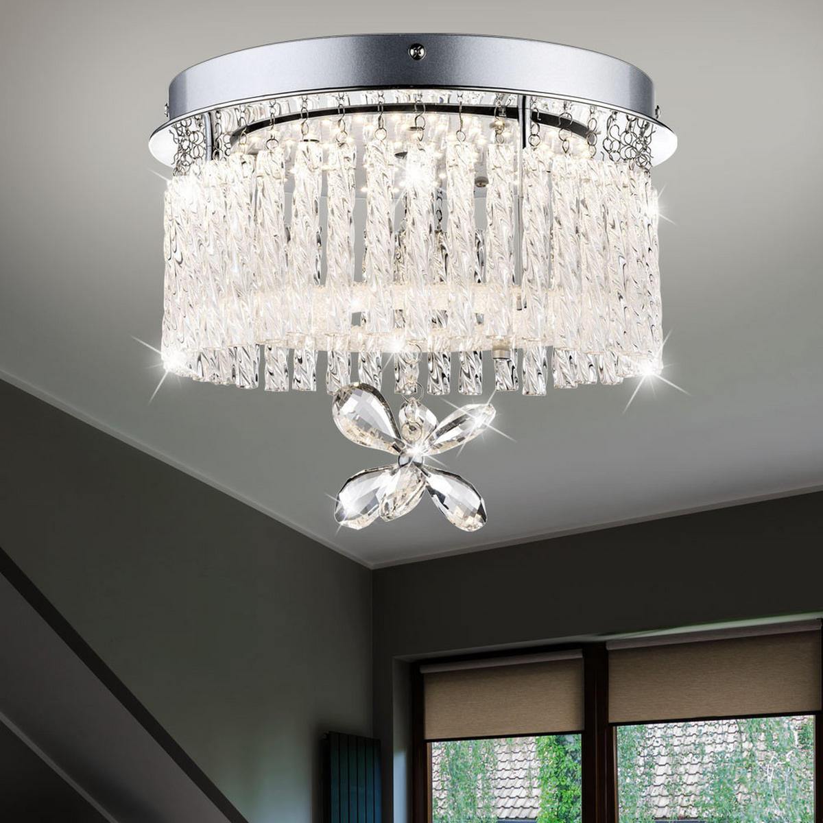 LED DECKENLEUCHTE MATHILDA Klar Kristalloptik - Klar, Glas (28/28/22cm) - Globo Lighting
