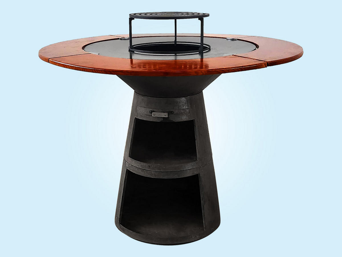 HOLZKOHLEGRILL Feuerschale Schwarz inkl. Schutzhülle - Schwarz, Metall (121/105/121cm) - Purline