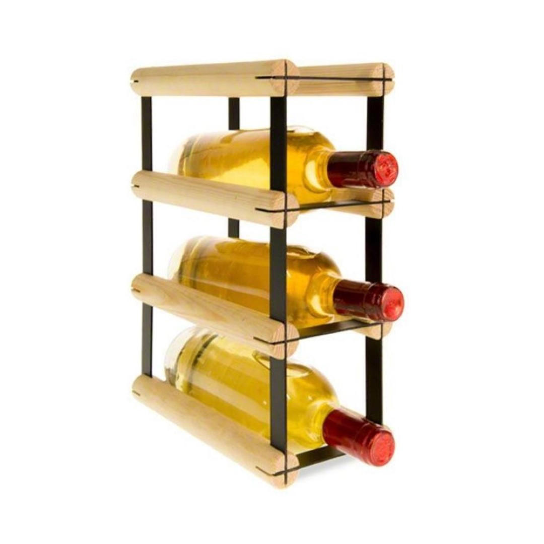 WEINREGAL Vinotega Mod Metal 32,5x12,5x24,5 cm 1x3 Flaschen Massives Kiefernholz Natur - Naturfarben, Holz (12.5/32.5/24.5cm) - PROREGAL