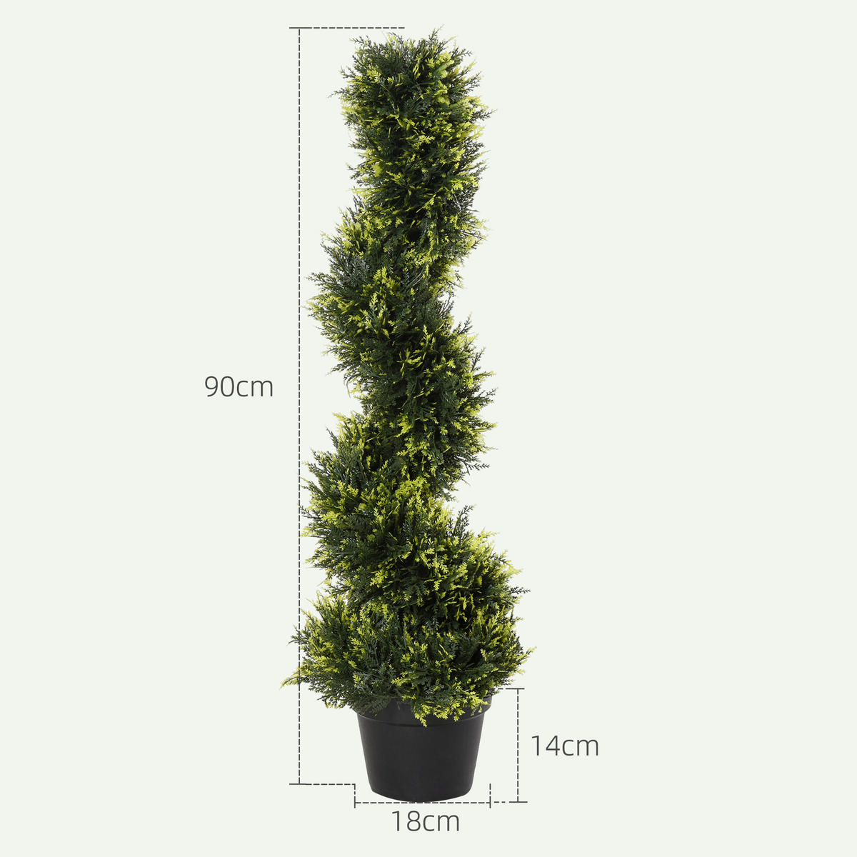 KÜNSTLICHE ZEDERNBAUM 2er Set, groß 90 cm - Grün, Kunststoff (90cm) - Outsunny