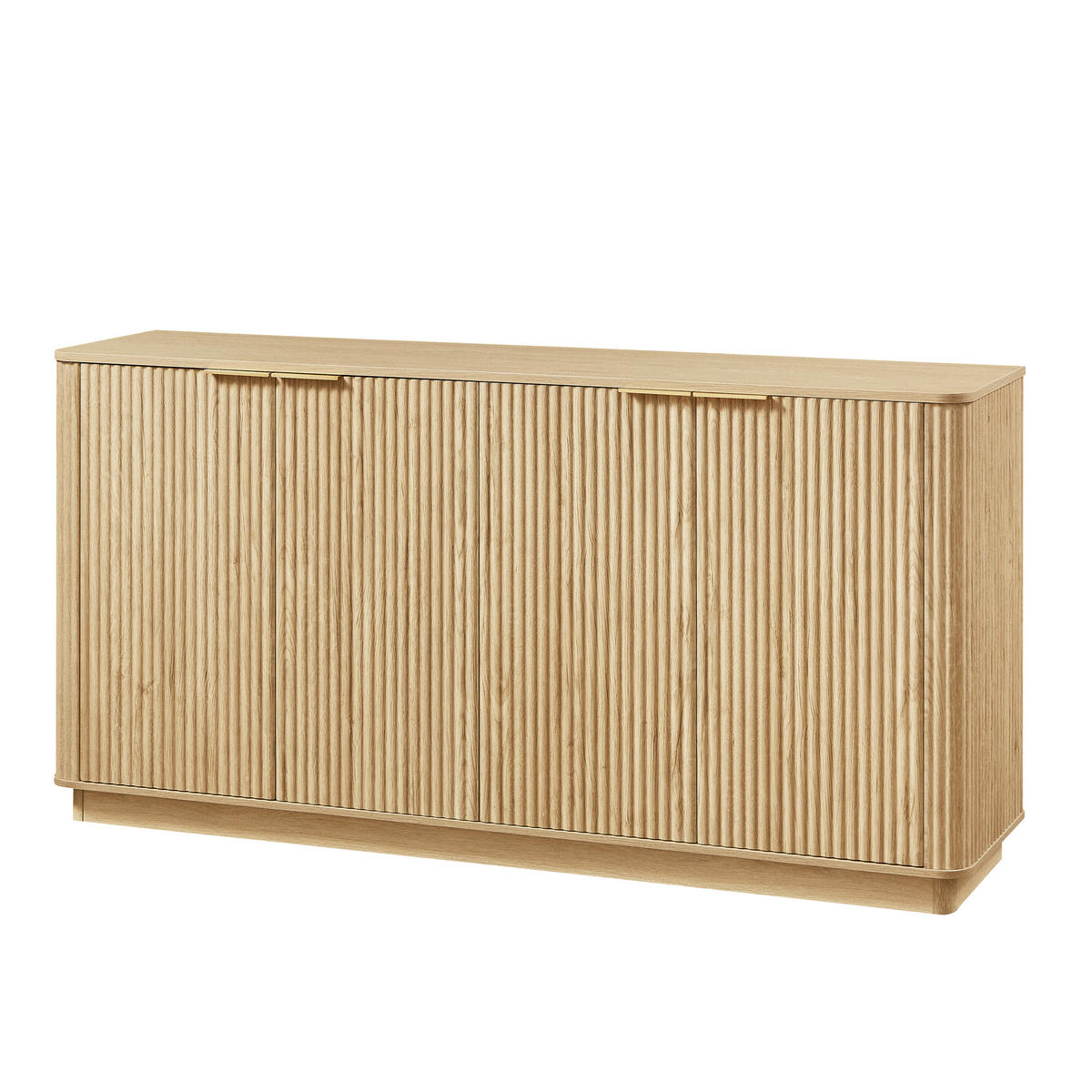 SIDEBOARD aus MDF 160x40x80 cm Eiche mit 4 Türen, Stauraum und Wellenfront - Eichefarben, Holzwerkstoff (160/80/40cm) - Modfu