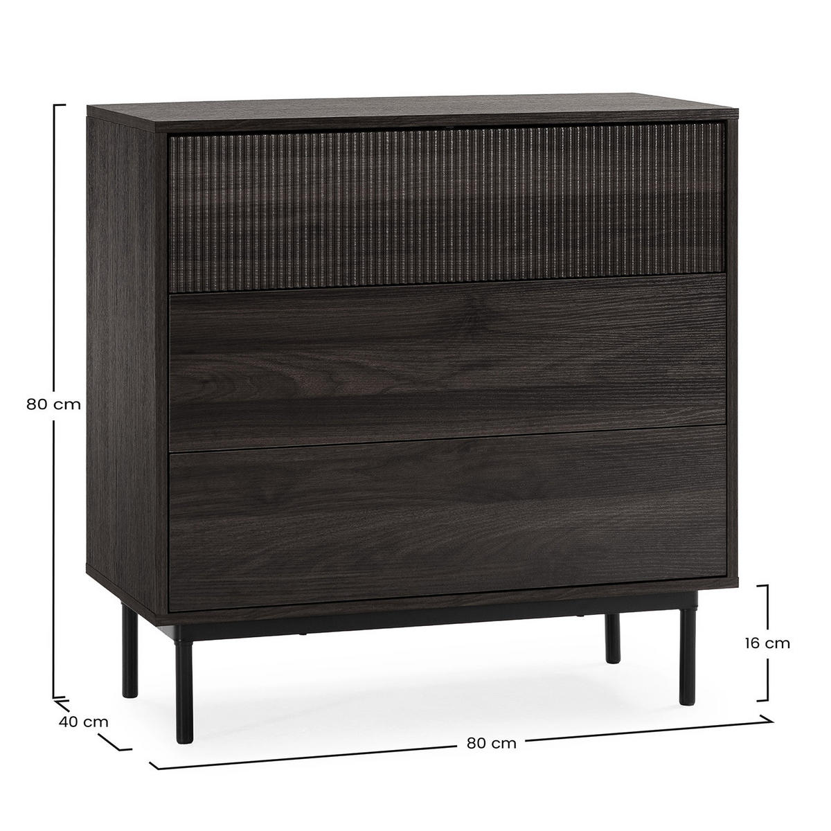 COMODA 80/80/40 Florida aspect de nuc comun - culoare nucă, compozit lemnos (80/80/40cm) - VS Venta-stock