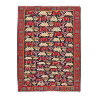 HANDWEBTEPPICH Kelim Senneh Mehrfarbig 180/131 cm Schurwolle - Multicolor, Textil (131/180cm) - Looma