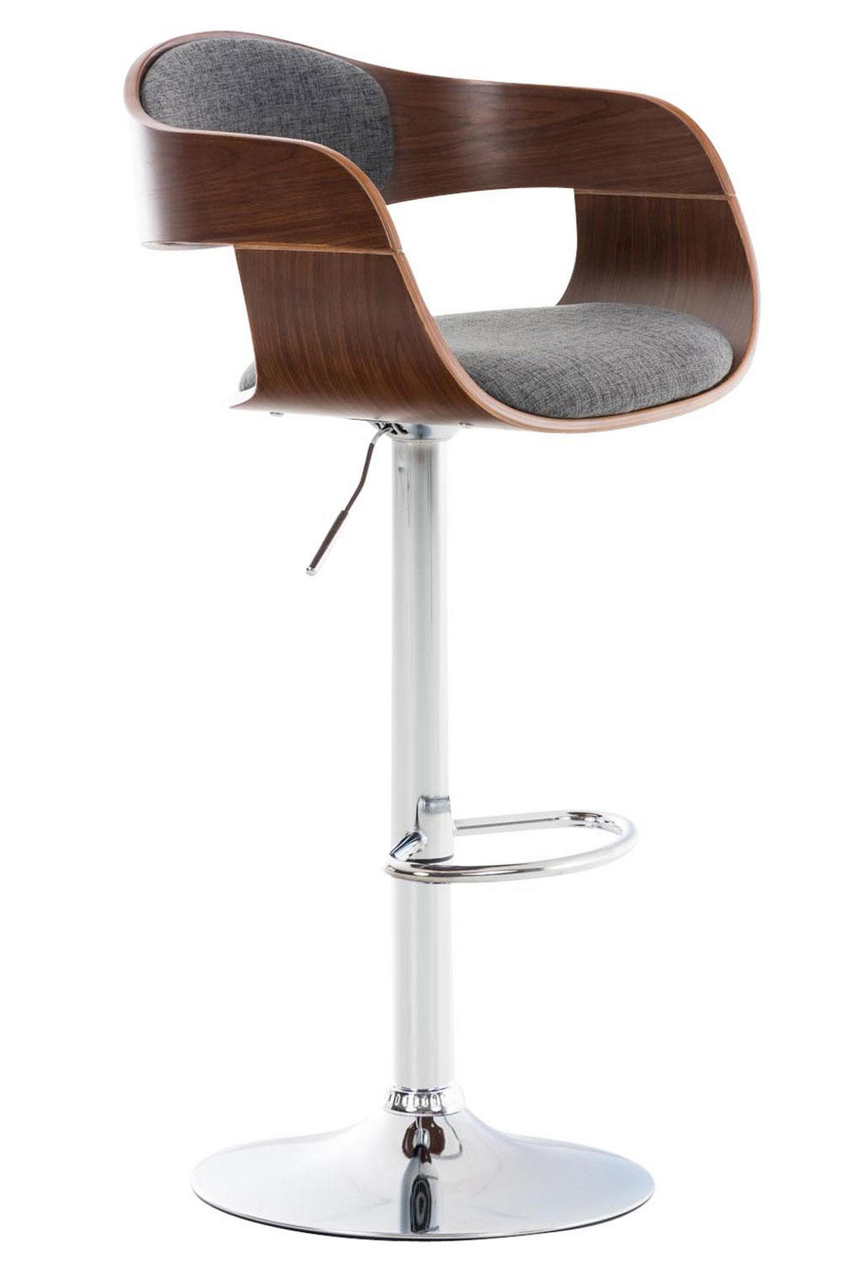 BARHOCKER Stoff walnuss/hellgrau - Walnussfarben/Hellgrau, Textil/Metall (50/88/48cm) - CLP