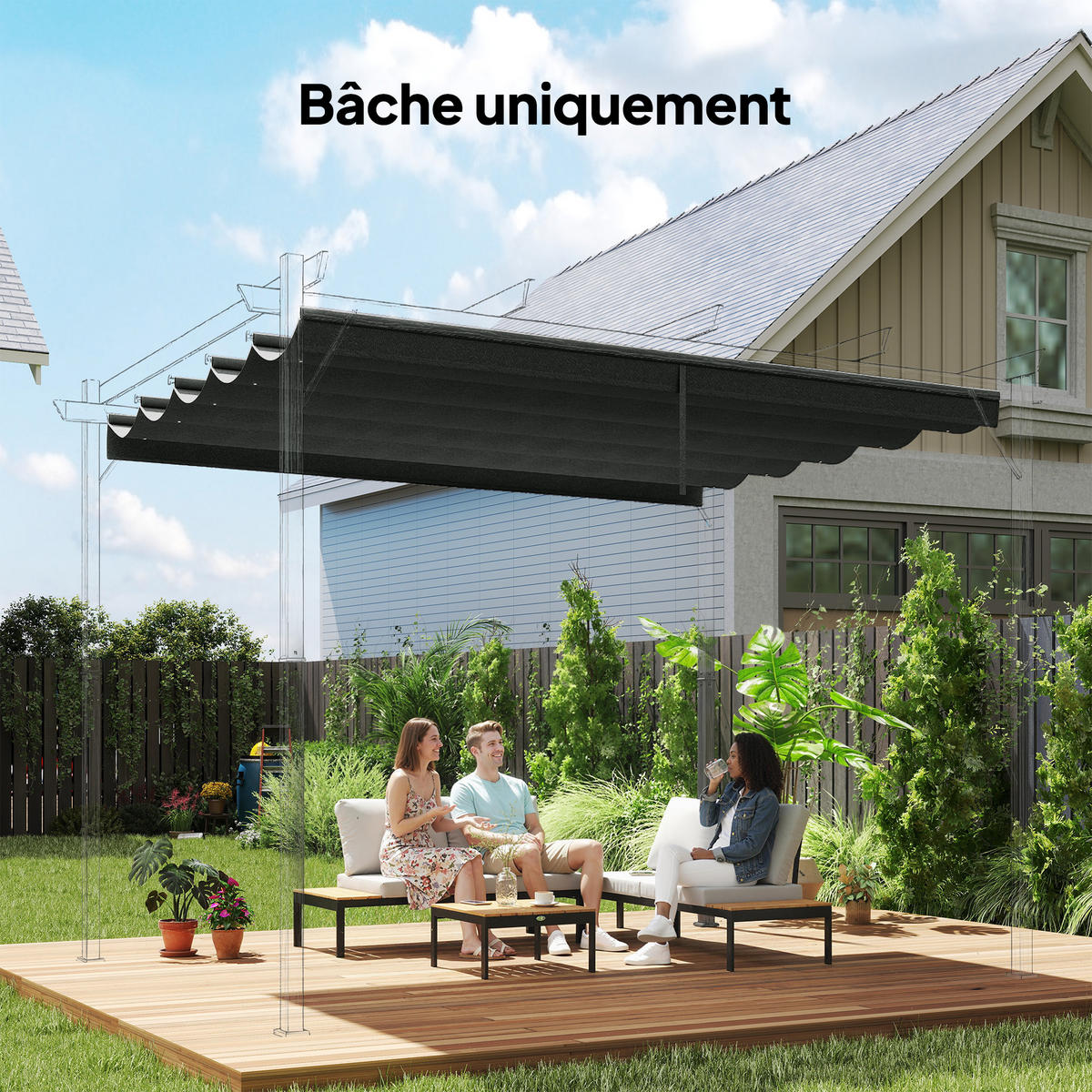 DACH für Pergola DE-12580 250/255 cm Dunkelgrau - Dunkelgrau, Textil (255/6/250cm) - ComfortXL