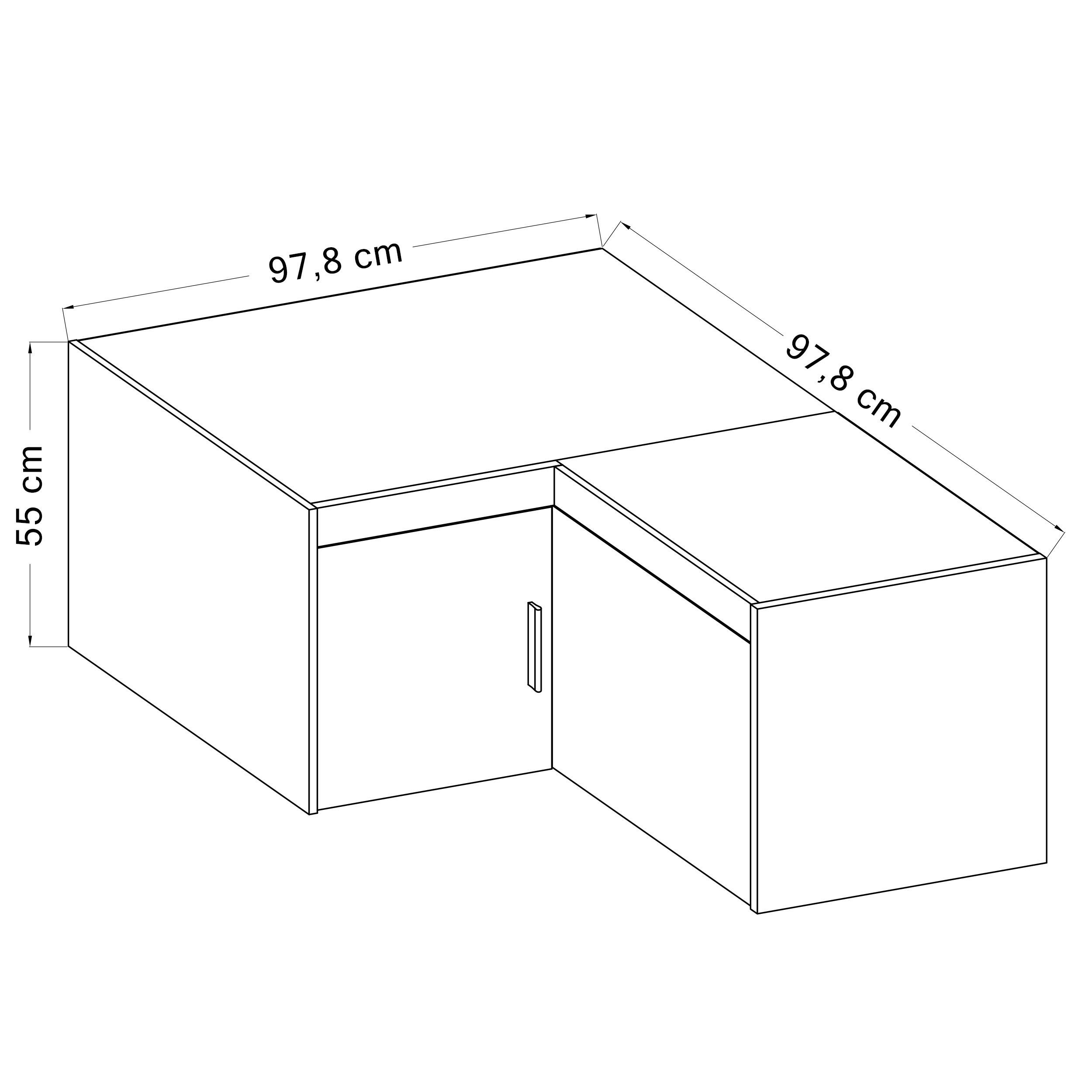 AUFSATZSCHRANK Storicos Sonoma Eiche 97,8/55/97,8 cm - Modern, ideal für Ecken - Beige, Holzwerkstoff/Kunststoff (97.8/55/97.8cm) - AX Living