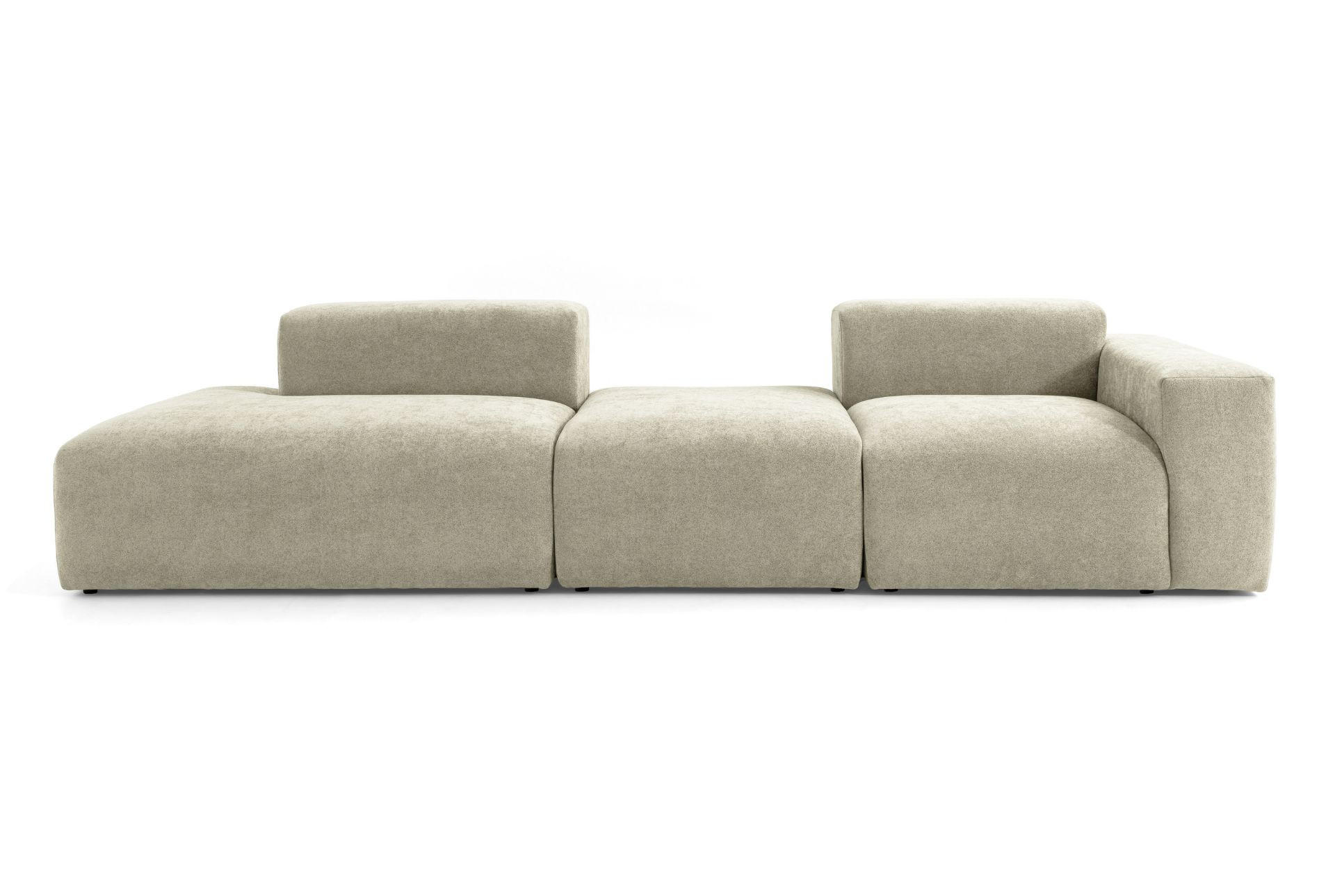 4-SITZER modulares Sofa HEAVEN SET 4 Links, Breite 335 cm Webstoff Olivgrün - Schwarz/Olivgrün, Holz/Kunststoff (335/71/102cm) - Muffo