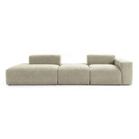 4-SITZER modulares Sofa HEAVEN SET 4 Links, Breite 335 cm Webstoff Olivgrün - Schwarz/Olivgrün, Holz/Kunststoff (335/71/102cm) - Muffo