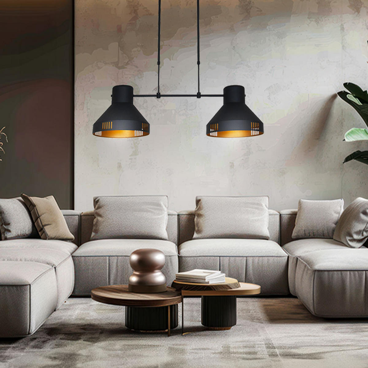 HÄNGELEUCHTE Gold Schwarz Matt Höhenverstellbar - Goldfarben, Metall (105/35/150cm)