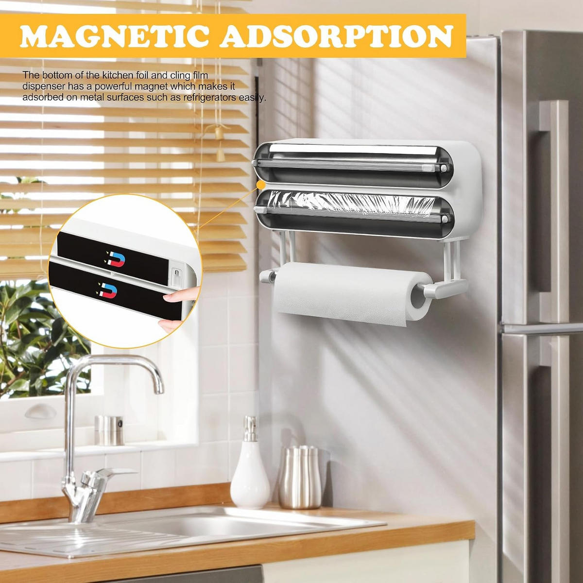 TOILETTENPAPIERHALTER, Magnetischer Frischhaltefolienspender - Grau, Kunststoff (6.7/21.6/37.2cm) - BELZ