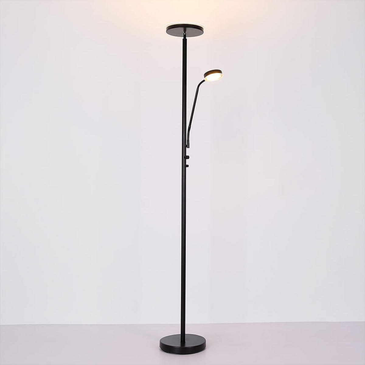 LED STEHLEUCHTE Flexo Schwarz - Schwarz, Glas (26/26/180cm) - Globo Lighting