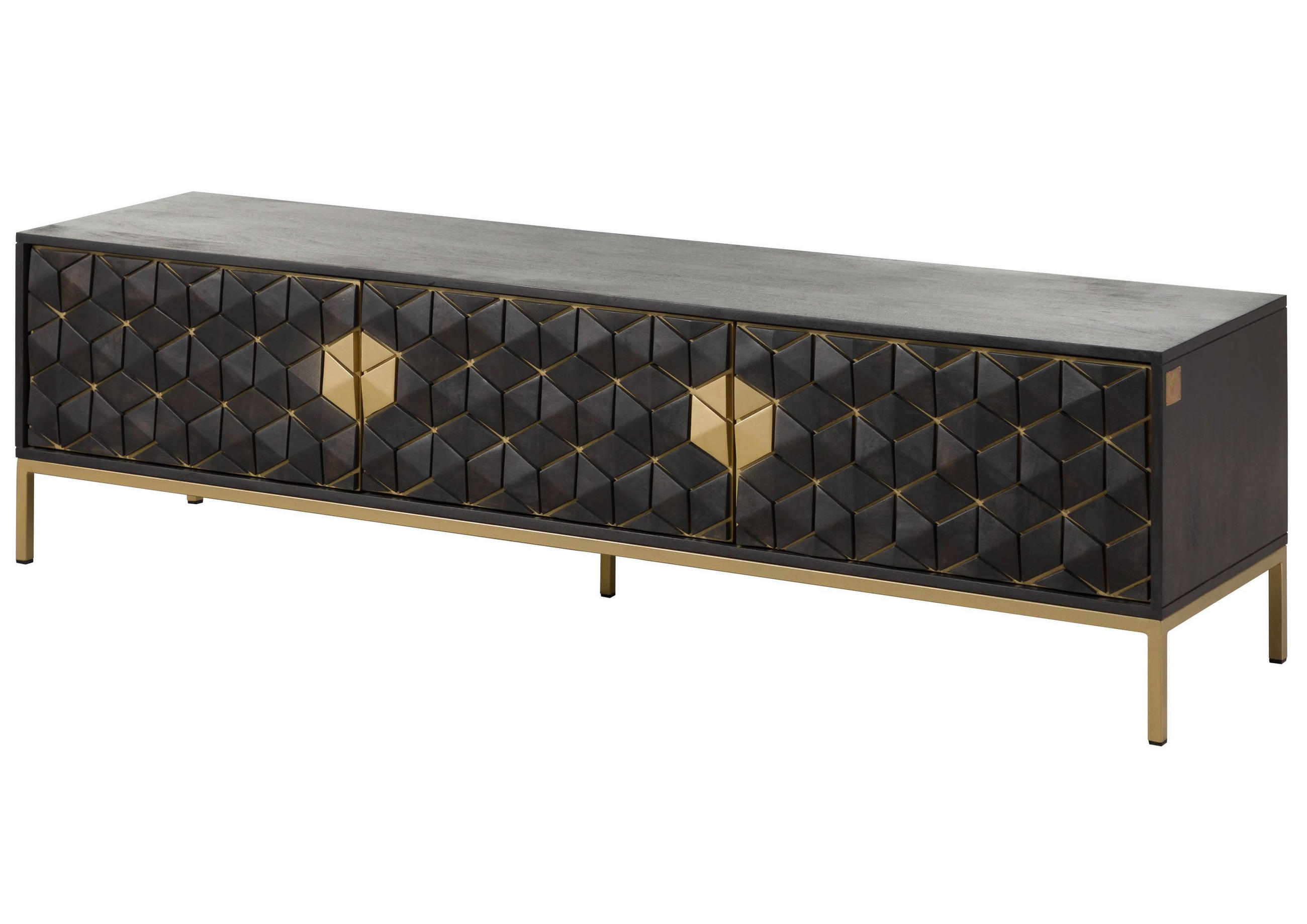 TV-BOARD Mango 180x45x50 grau geölt DIAMOND #124 - Grau, Holz (180/50/45cm) - Massivmoebel24