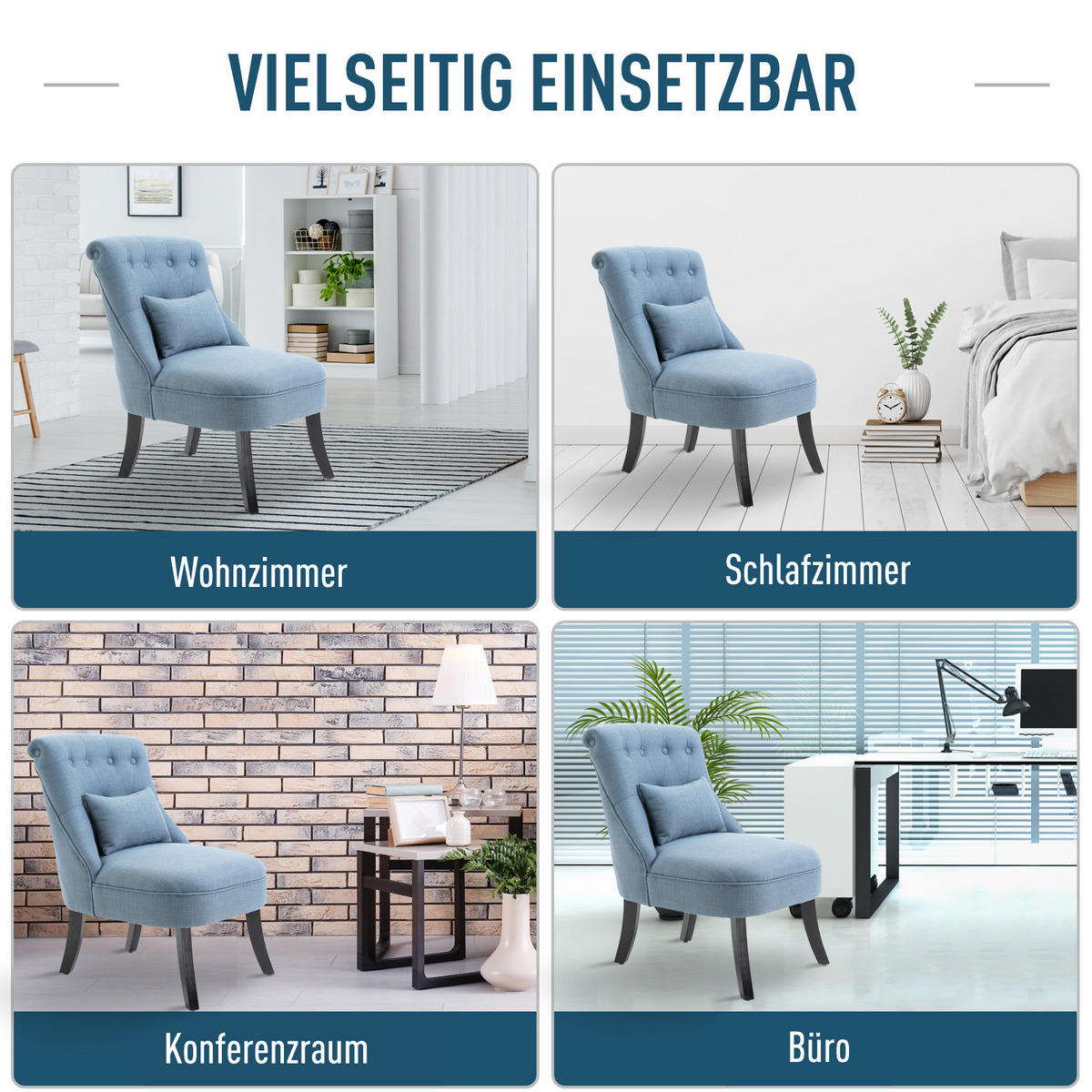 RELAXSESSEL, Sessel, Erhöhte Füße, Blau - Blau, Textil (69/77/52.5cm) - HOMCOM