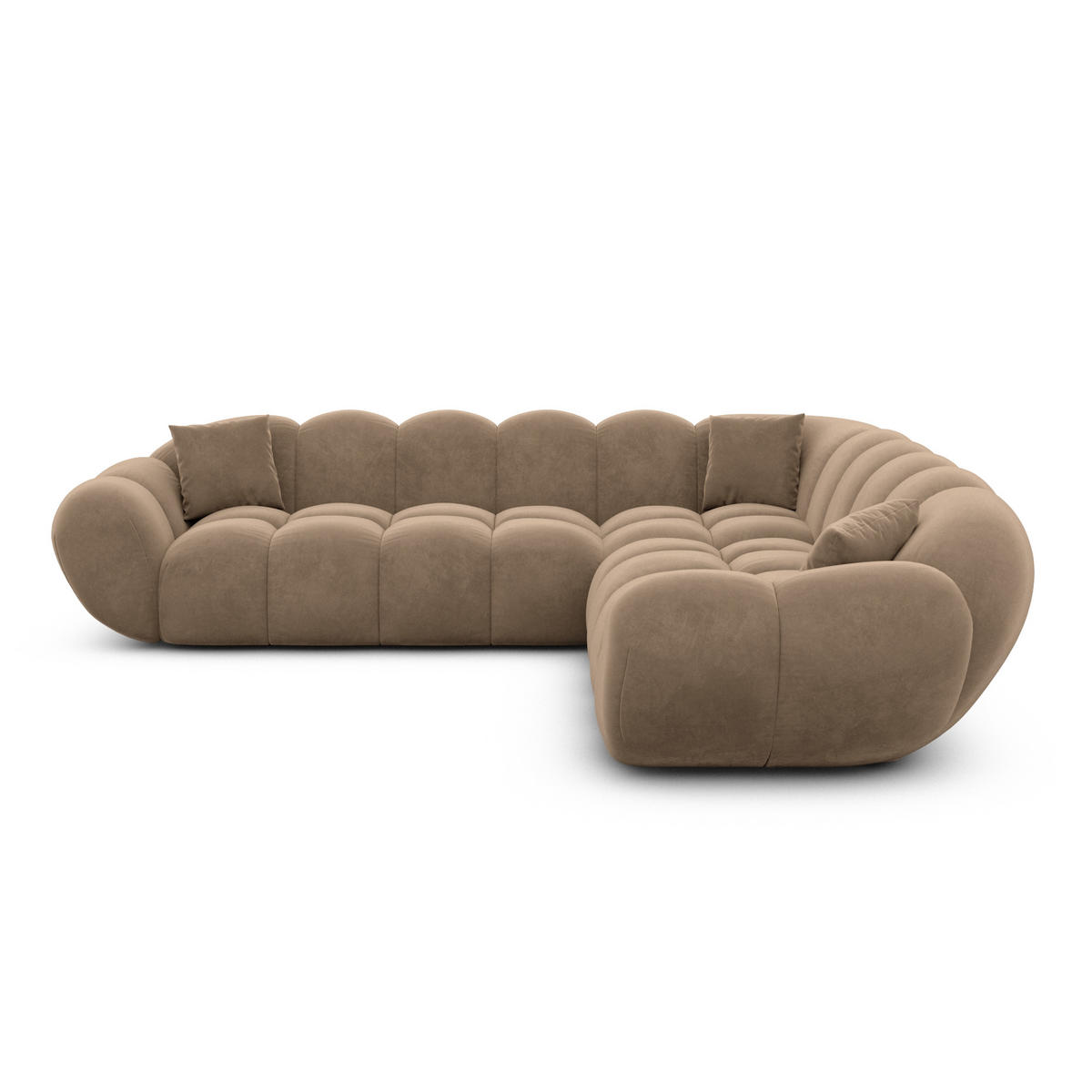 ECKSOFA Liva Braun Samtstoff - Braun, Textil (258/258cm) - VAROYAL