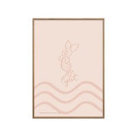 POSTER mit Rahmen Disney - Disney - Piglet Soft Pink Waves - Pink/Eichefarben, Holz/Papier (50/70cm) - Poster&Frame