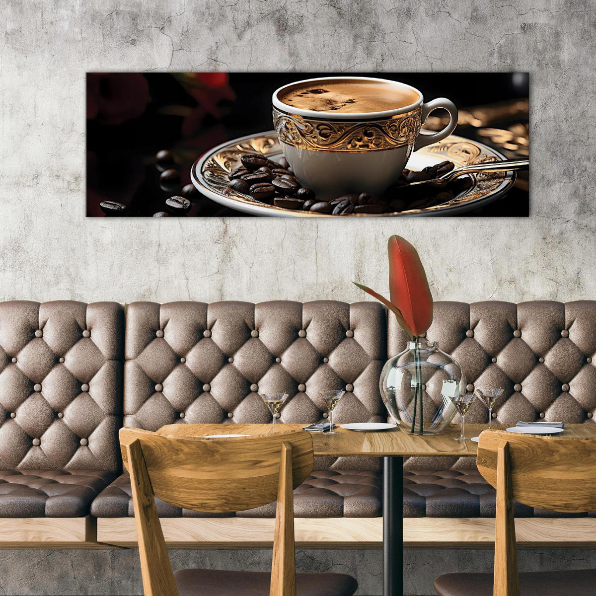 BILDER Küche Kaffee Modern 145x45 - Multicolor, Holzwerkstoff (145/45cm) - Wallarena