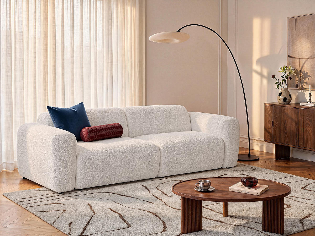 SOFA - 4 Personen - stoff - weiß Pogni - Weiß, Kunststoff/Textil (245/73/97cm) - Vente-Unique