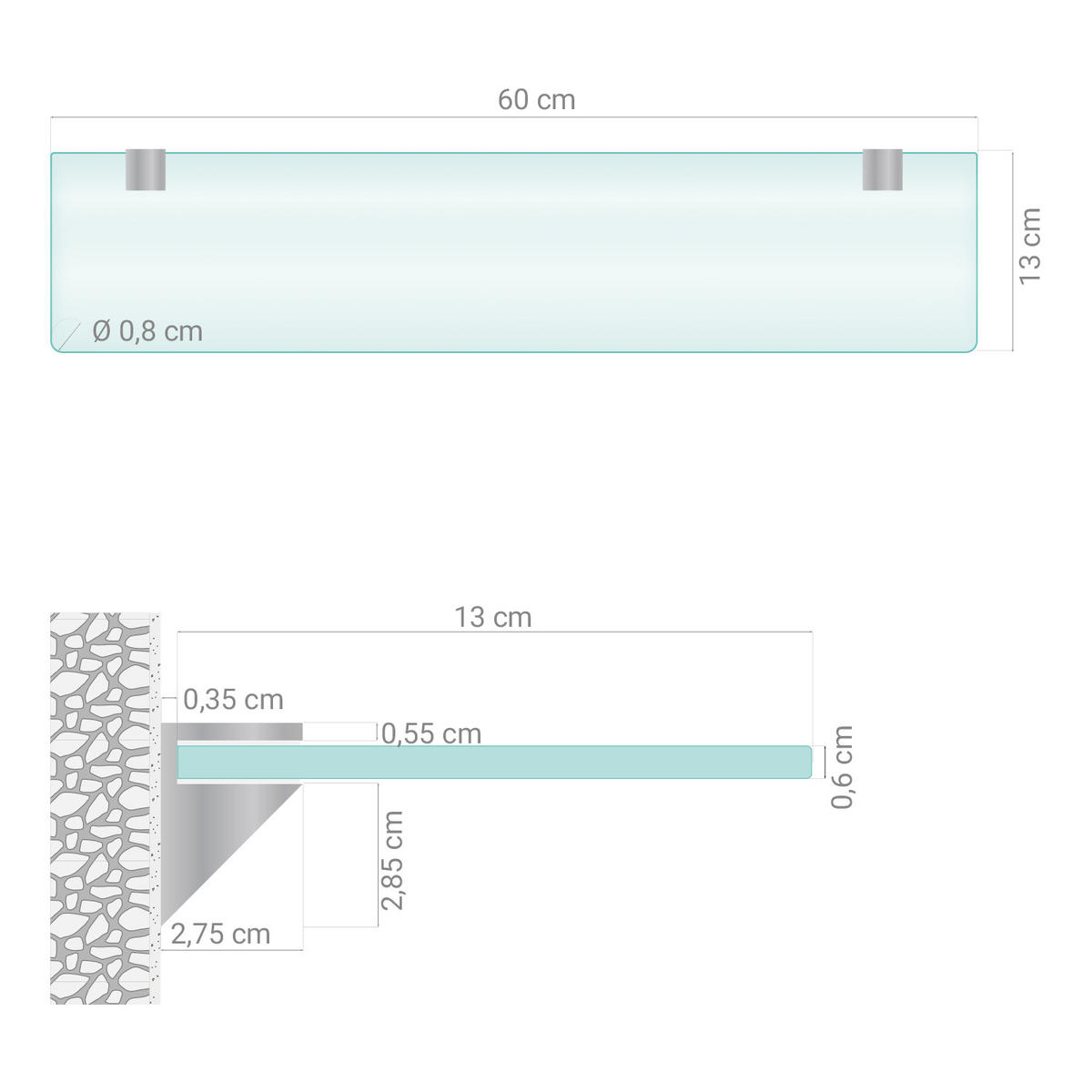 GLASREGAL Milchglas - 60x13 cm - Transparent, Glas (60/0.6/13cm) - TULUP
