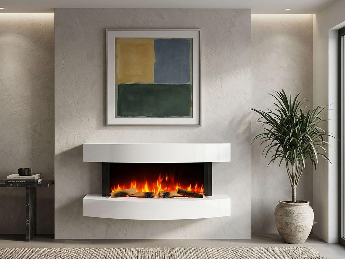 ELEKTROKAMIN Lofoten AF48 – 3D-Flammeneffekt, Heizfunktion, WLAN - Weiß, Glas/Holzwerkstoff (121/59.5/26cm) - ArtiFlame