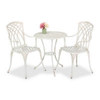 3-TLG.GARTENMÖBEL-SET - Weiß, Metall - Relaxdays