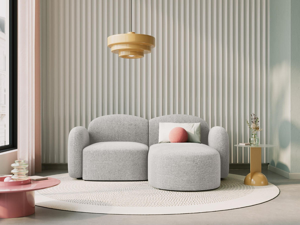 ECKSOFA rechts Blair aus Chenille-Stoff silber meliert 3 Sitzplätze - Silberfarben, Textil (155/194cm) - Micadoni