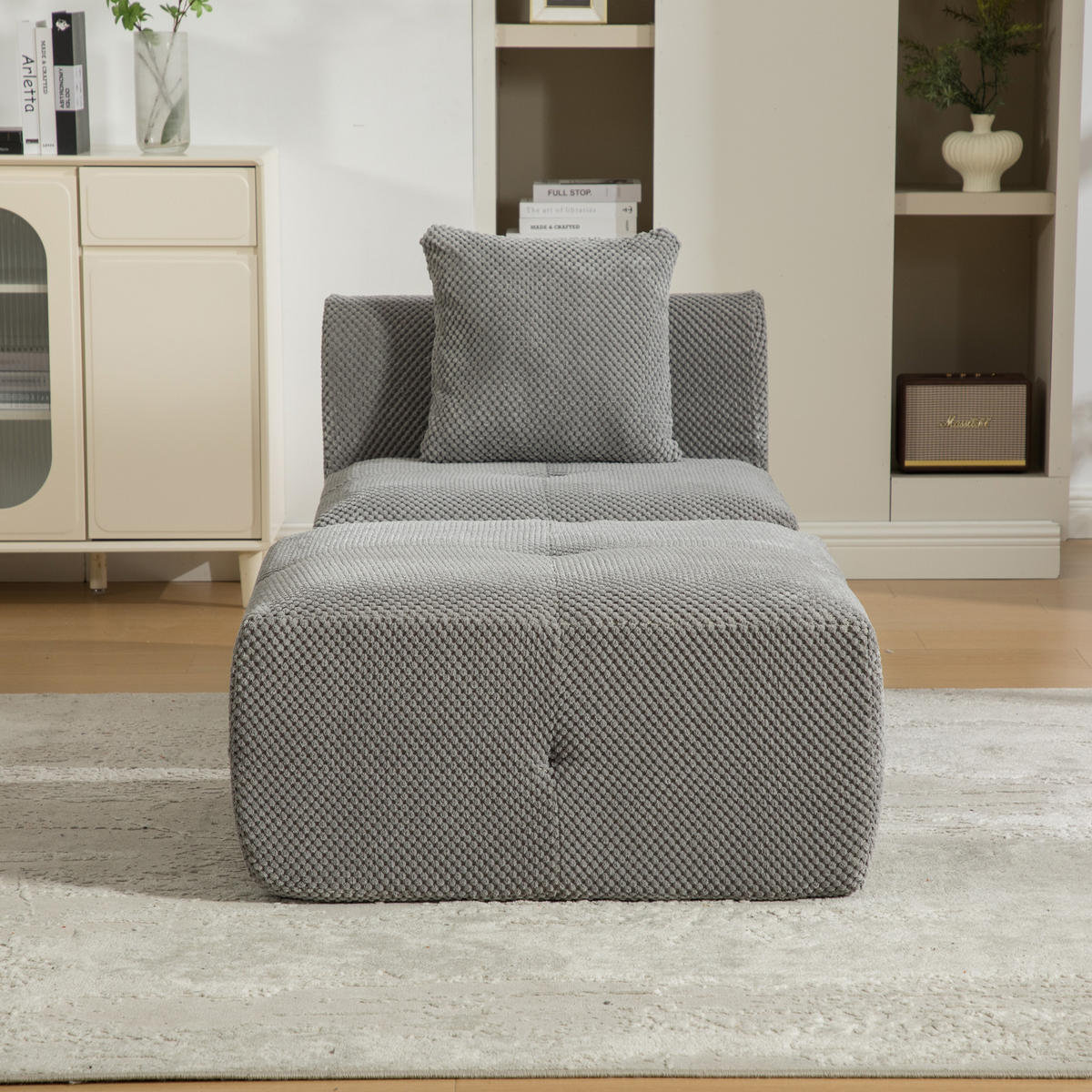 SOFA Chenille Grau mit Kissen - Grau, Textil (77/75/157cm) - WISHDOR