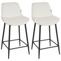 BARSTÜHLEN 2er-Set Hellbeige Dubrovnik - Beige/Schwarz, Textil (49/94/52cm) - Beliani