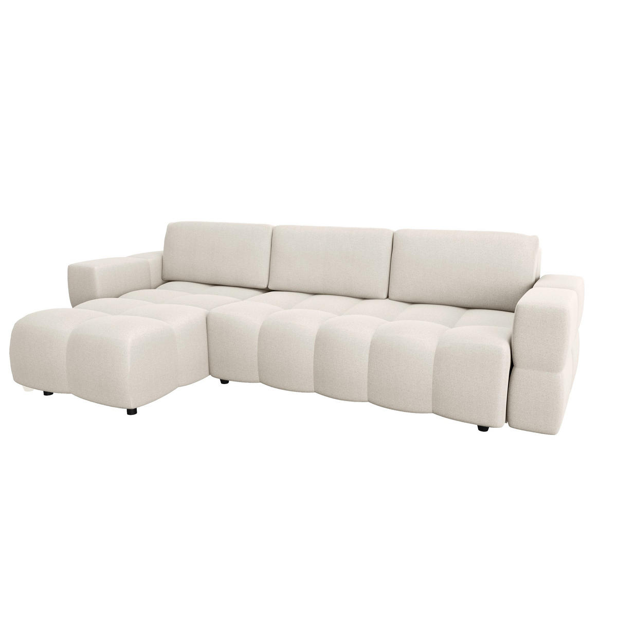 ECKSOFA LINKS SCHLAFSOFA Mit Stauraum Stoff creme 286 cm - Creme, Textil (169/286cm) - Sia Home