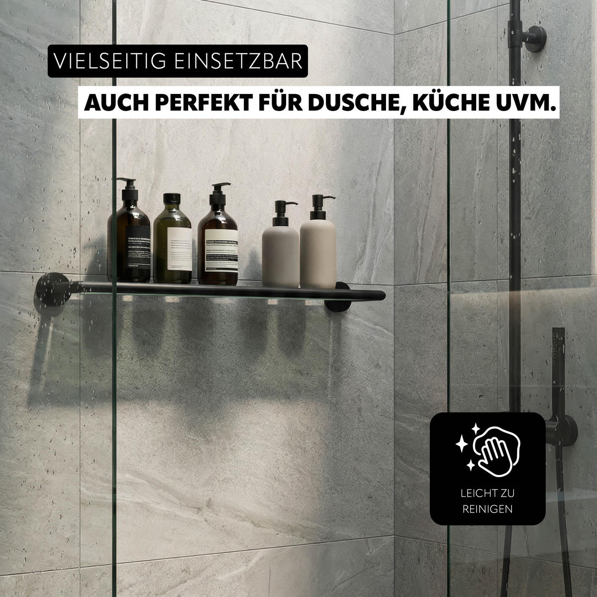 GLASABLAGE PIAZZA BLACK mit Kleber, Glas und Edelstahl, schwarz - Schwarz, Metall (54/6/14cm) - bremermann