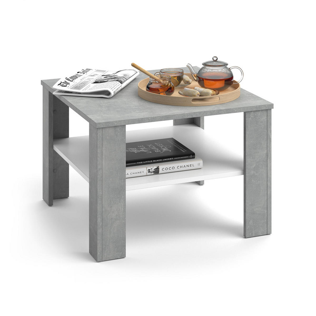 COUCHTISCH Homer Beton 60 x 60 cm - Schieferfarben, Holzwerkstoff (60/60/42cm) - Vicco