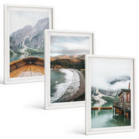 BILDER SET 3er Set - 40x60 cm Weißer Rahmen - Berge, See, Boot, Strand, Landschaft - Weiß, Kunststoff (40/60cm) - TULUP