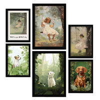 POSTER Set Mit 6 Waldspiel A3 & A4 Schwarzer Rahmen - Schwarz, Papier (29/3cm) - Nacnic