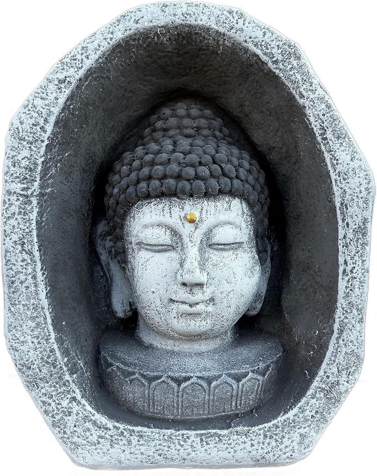 STEINFIGUR Meditationsstein Shiva Kopf frostfest wetterfest Steinguss - Grau, Stein (21/28/14cm) - stoneandstyle