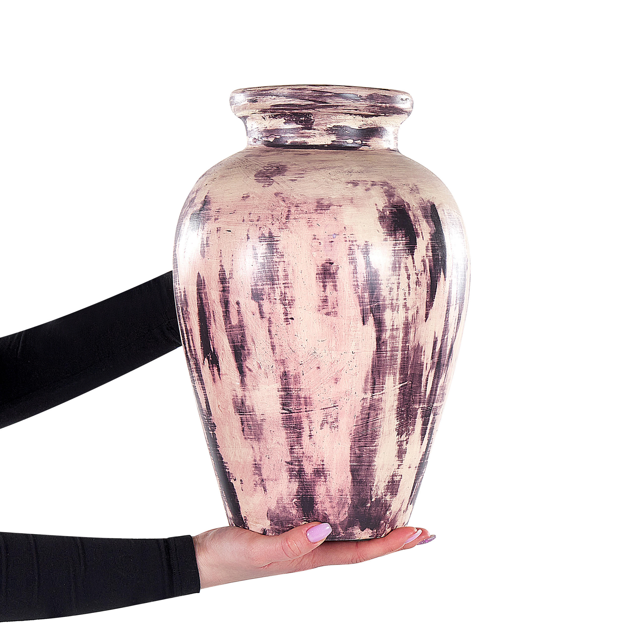 DEKOVASE Terrakotta violett Amathus - Violett, Stein (34cm) - Beliani