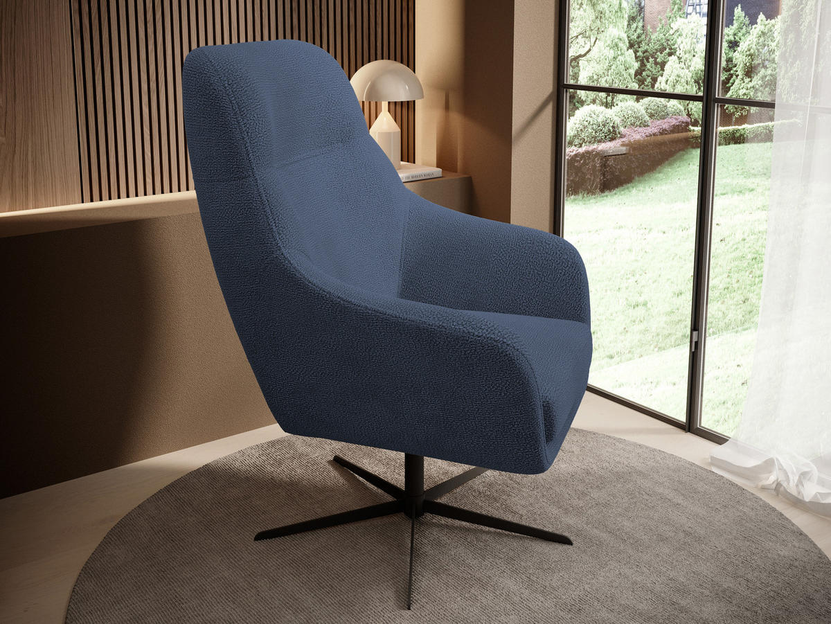RELAXSESSEL Collection Drehstuhl CUBO – komfortabel, drehbar, modernes Design, 76x97x76 cm, Farbe - Schwarz/Dunkelblau, Holz/Textil (76/97/76cm) - DomoHome