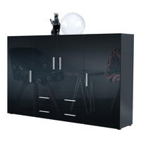 HIGHBOARD Nora Türen in Schwarz Hochglanz - Schwarz Hochglanz, Holzwerkstoff (166/106/35cm) - Vladon