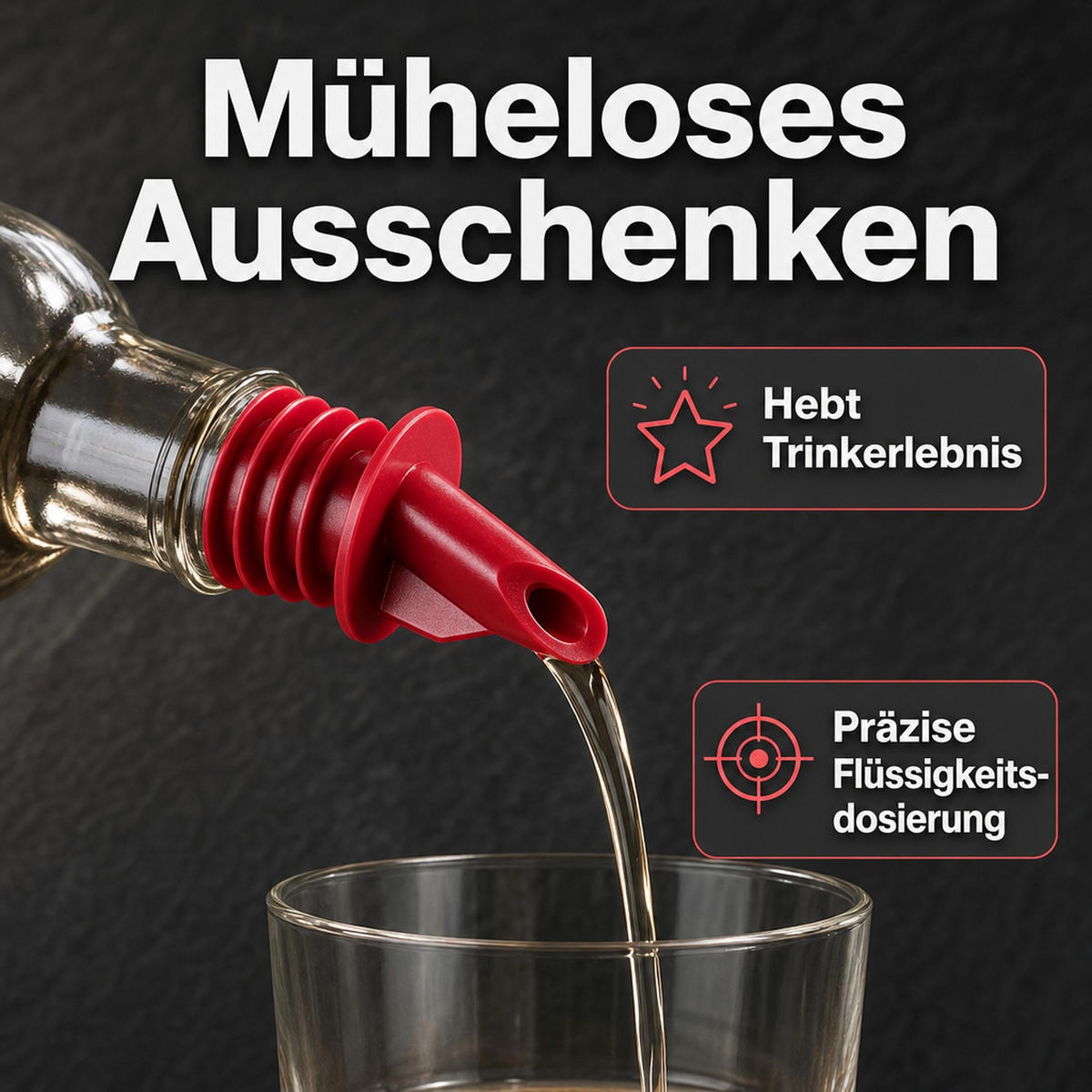 AUSGIESSER BILLY, Kunststoff, für 0,5-1,5L Flaschen - Rot, Kunststoff (3.5/7.5/3.5cm) - ich-zapfe