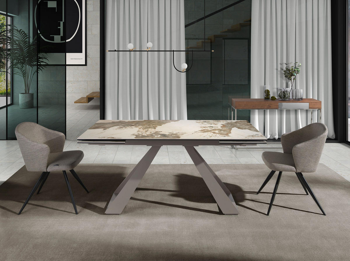 ESSTISCH Rechteckig Weiß Taupe Grau 160/90/76 cm - Goldfarben/Weiß, Stein (90/160/76cm) - ANGEL CERDA