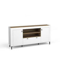 KOMMODE Mossa Weiß, Zweitürige Kommode mit Schubladen - Schwarz/Weiß, Holzwerkstoff (177/84/40cm) - Bettso