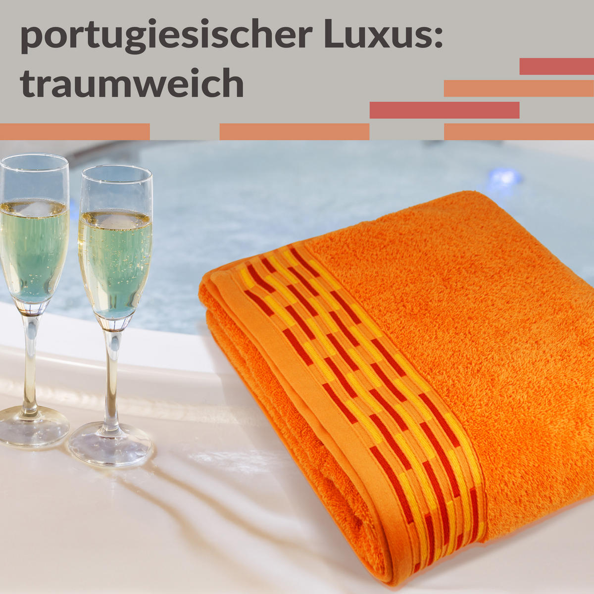 BADETUCH Lugano Orange 100x200 cm - Orange, Textil (100/200cm) - Lashuma