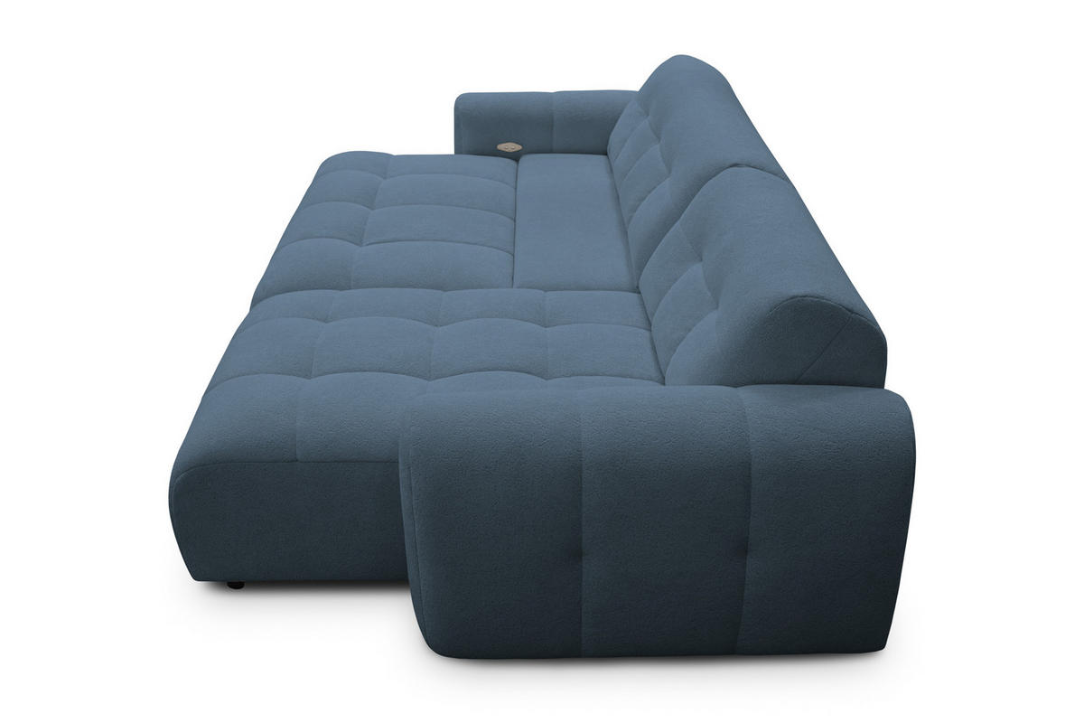 ECKSOFA LUMERO 4-Sitzer RECHTS, marineblau - Blau/Schwarz, Holz/Textil (275/166cm) - Courtois Laville
