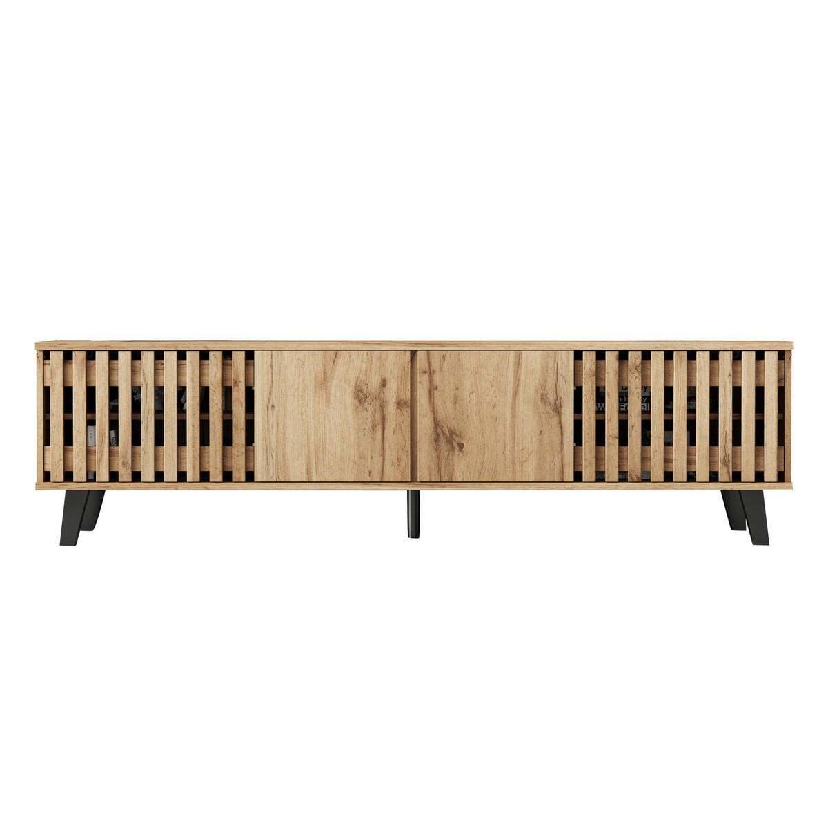 TV-LOWBOARD 180/40/55 cm mit 4 Türen und 8 Fächern in Naturholzfarbe - Hellbraun, Holzwerkstoff (180/55/40cm) - BEAOK