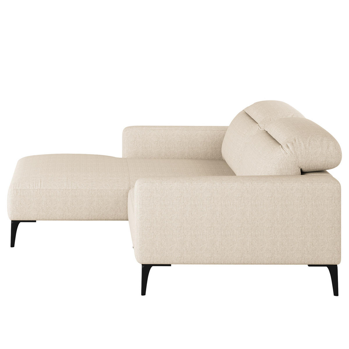 1,5-SITZER ECKSOFA mit Longchair - Beige/Schwarz, Textil/Metall (232/180cm) - home24