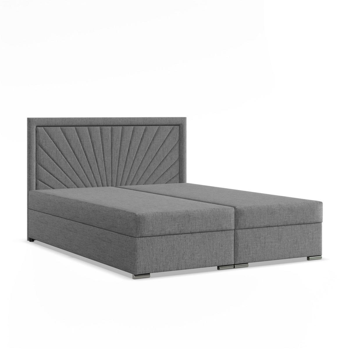 BOXBETT MIT KOPFTEIL 140x200 VICENZA, Grau - Dunkelgrau, Textil (140/200cm) - Mebligo