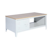 COUCHTISCH weiß metallisch helle Holzoptik Industriestil 120/40/46 cm - Eichefarben/Schwarz, Metall (40/120/46cm) - Urban Meuble