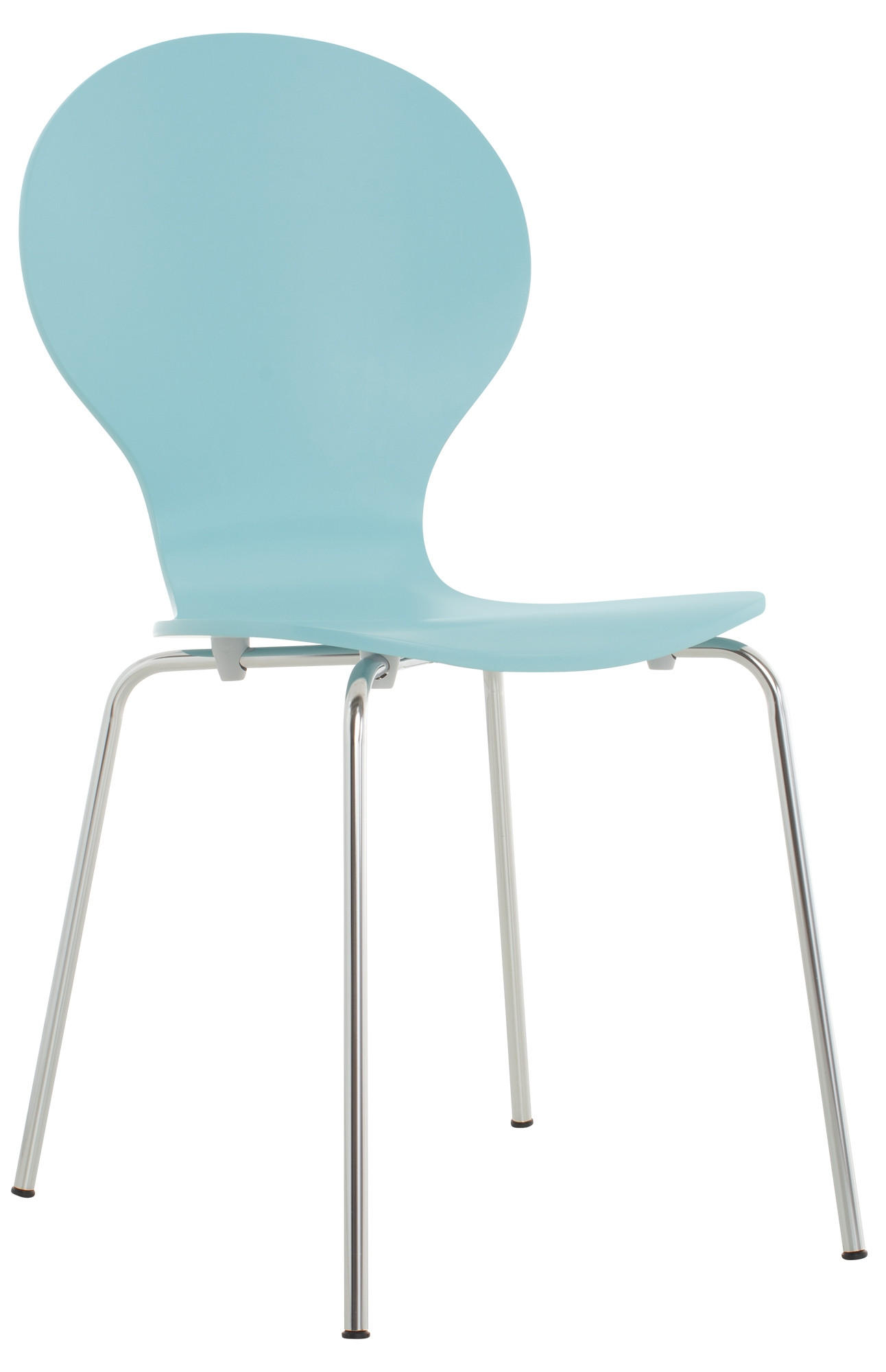BESUCHERSTUHL Holz hellblau - Chromfarben/Hellblau, Holz/Metall (43/86/45cm) - CLP